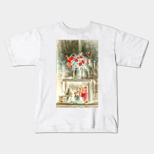 Still Life With Red Flowers Kids T-Shirt